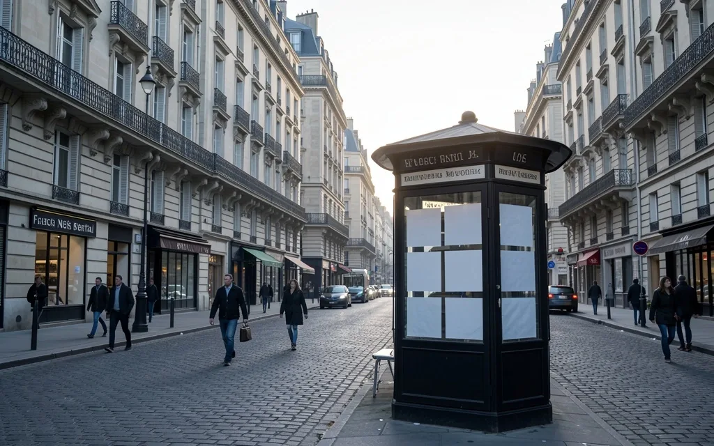 Kiosque à journaux au lever du jour