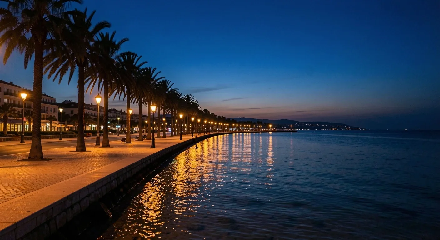 Le front de mer de Nice au crépuscule